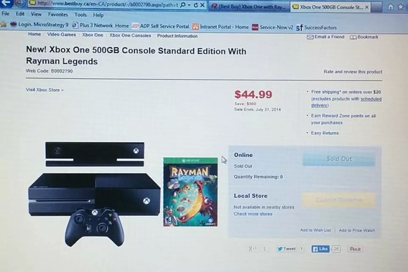 BestBuy sprzedawa Xboxa One za 45 dolarw 