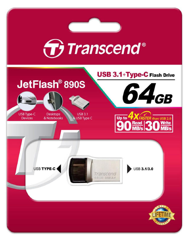 TRANSCEND JetFlash 890S – may pendrive z dwiema wtyczkami USB