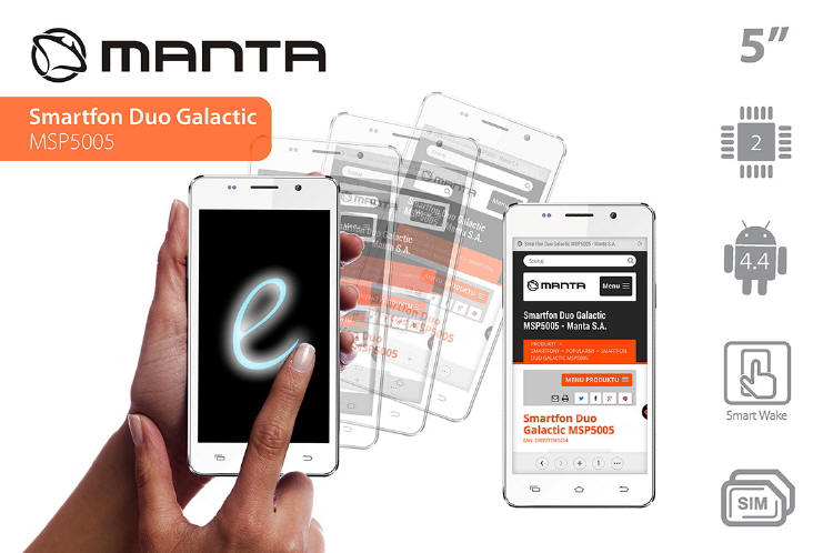 Smartfon Manta Duo Galactic z funkcj Smart Wake 