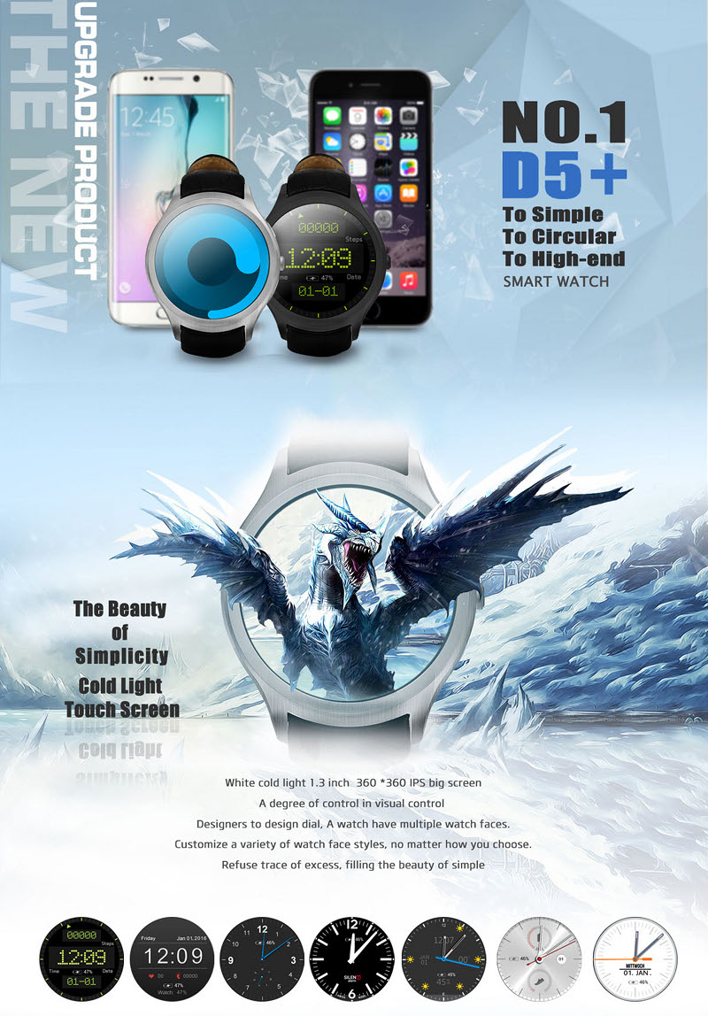 Smartwatch NO.1 D5+ z funkcj dzwonienia