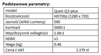 Ultra przenony projektor Vivitek Qumi Q3 Plus