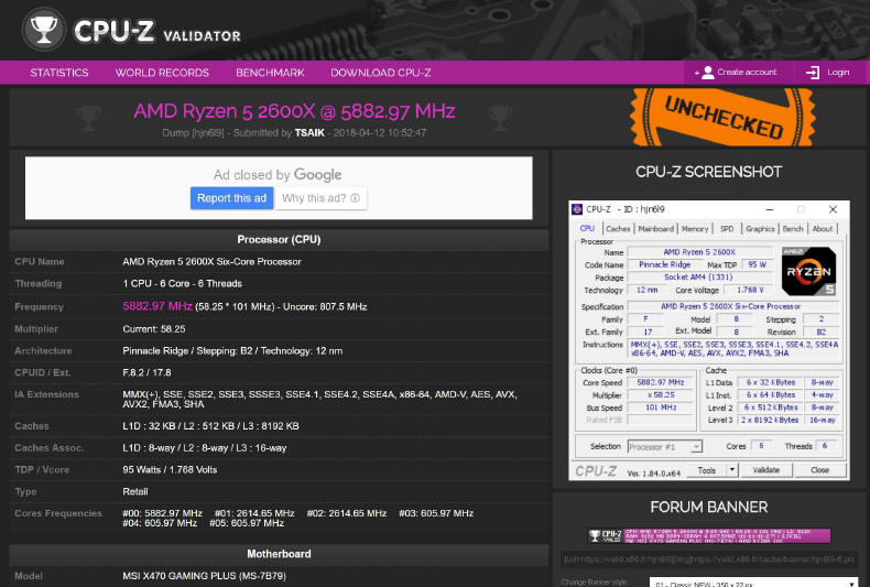 AMD Ryzen 7 2700X i 2600X podkrcone do 5.88 GHz