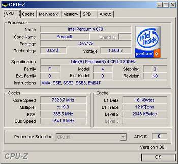 Obrazek Pentium 4 @ 7132.82MHz @ 7323.7MHz (update)