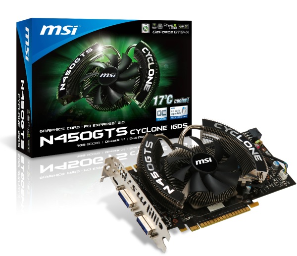 MSI prezentuje now kart N450GTS Cyclone