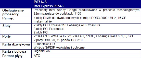 FOXCONN P67A-S dla procesorw Sandy Bridge 