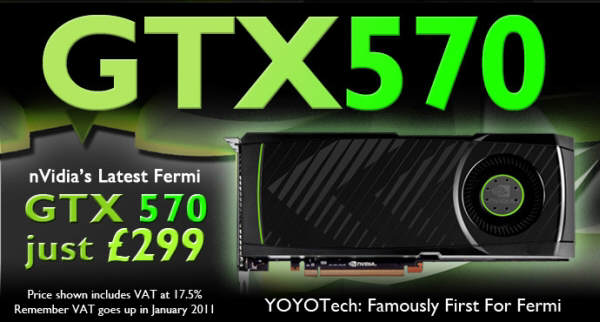 GeForce GTX 570  w cenie 299 Funtw