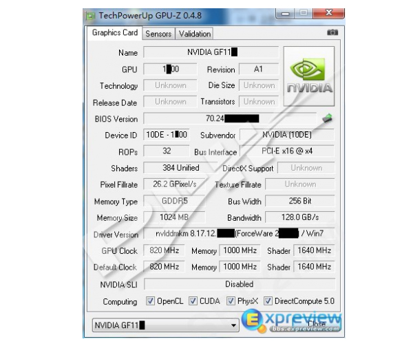 Specyfikacja GeForce GTX 560