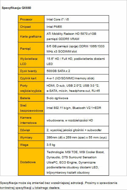MSI GX660 z technologi dwiku DTS