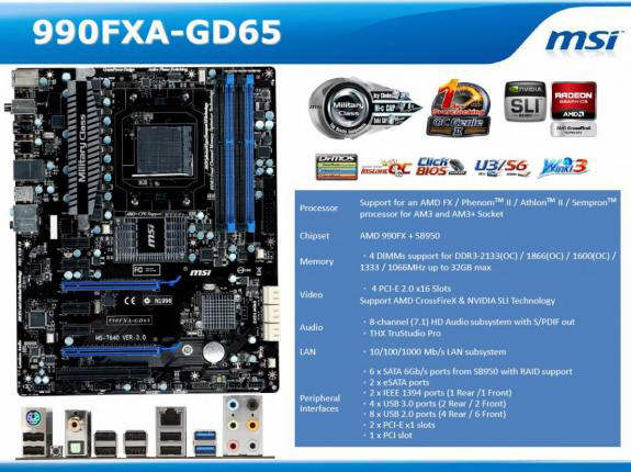 MSI 990FXA-GD65 AM3+ pena prezentacja