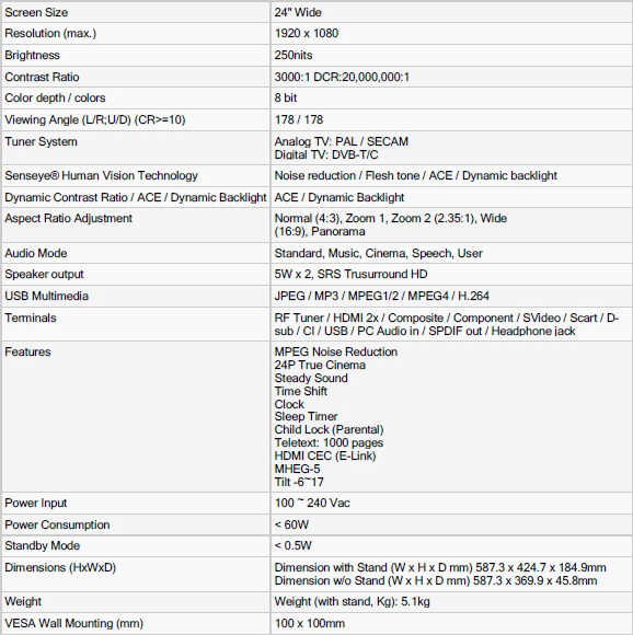 BenQ E24 - monitor z odbiornikiem TV