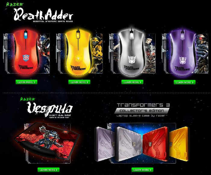 Razer - trzy gadety dla mionikw filmu Transformers