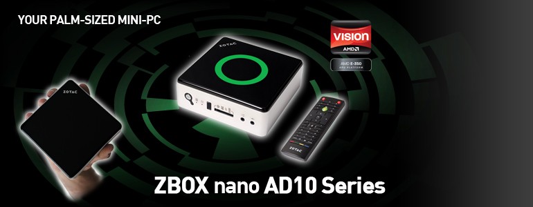 ZOTAC ZBOX nano AD10 wielkoci doni 