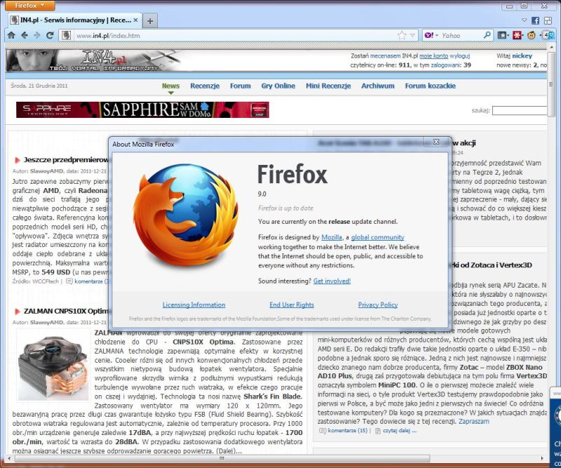 Firefox 9 w wersji finalnej do pobrania