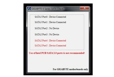 GIGABYTE 6 Series SATA Check dla pyt gwnych P67 i H67