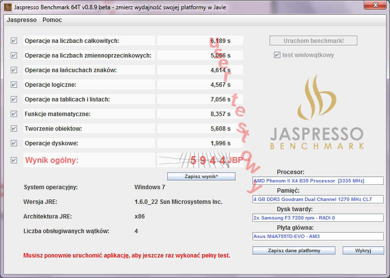 Jaspresso Benchmark - testowanie wydajnoci w Javie