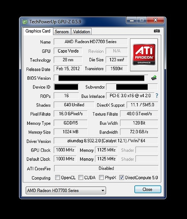 Specyfikacja Radeona HD7770 potwierdzona screenem z GPU-Z