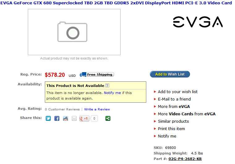 EVGA GeForce GTX 680 Superclocked - ceny szalej