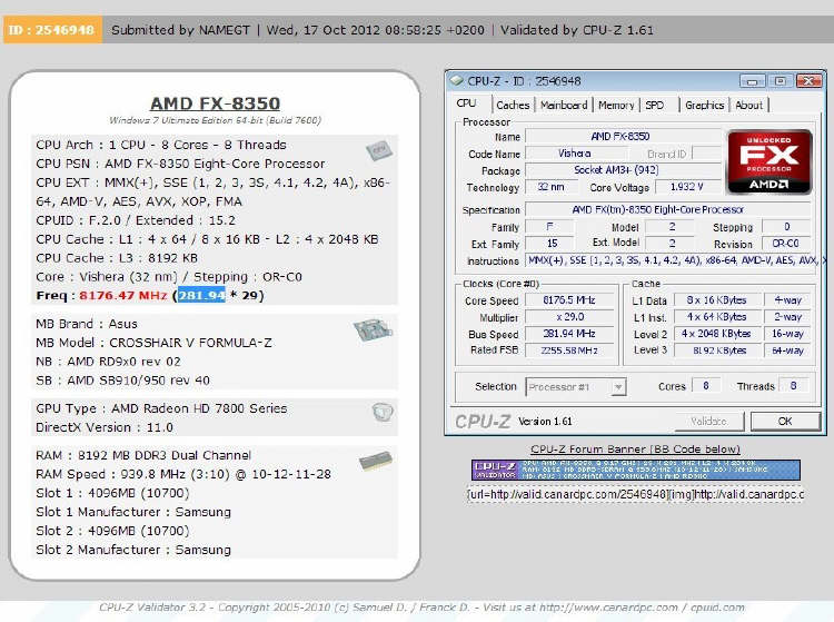 AMD FX-8350 podkrcony do 8.176 GHz