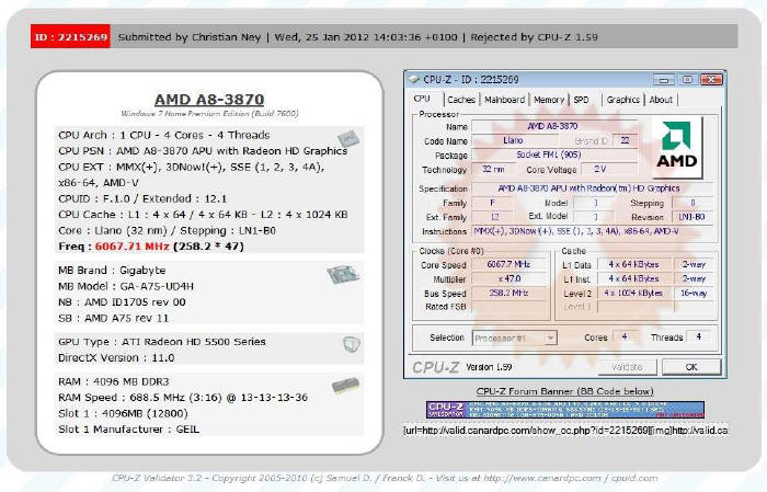 AMD A8-3870K podkrcony do 6 GHz na wszystkich rdzeniach