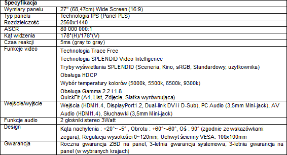 ASUS PB278Q - 27-cali w rozdzielczoci 2560 x 1440 