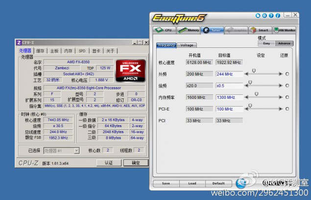 AMD FX-8350 podkrcony do 7442.83 MHz