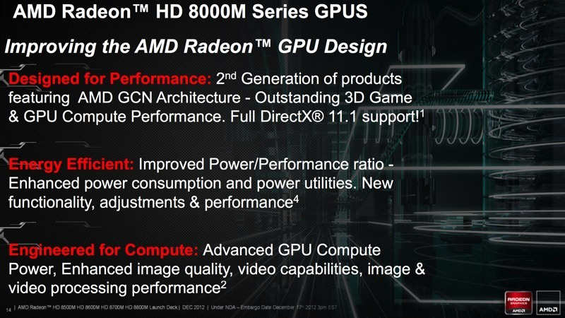 AMD Radeon HD 8000M Series - specyfikacje