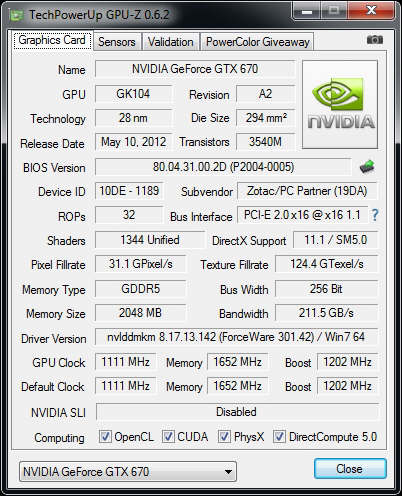 ZOTAC GeForce GTX 670 Extreme Edition
