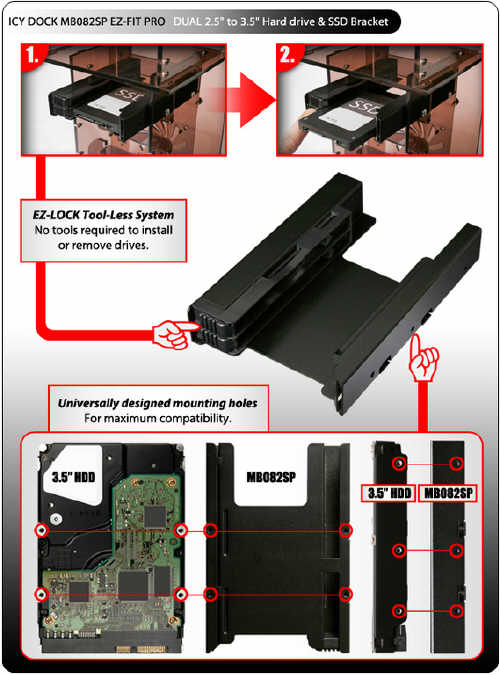 Icy Dock EZ-FIT Pro - sposb na monta dyskw SSD
