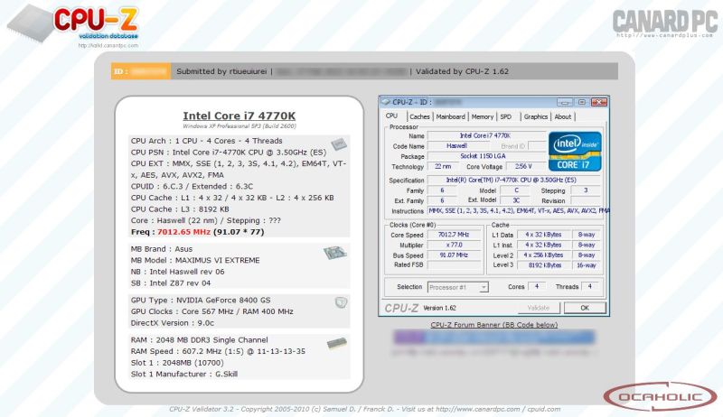 Intel i7 4770K podkrcony do 7 GHz