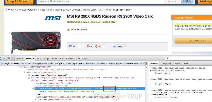 Radeon R9 290X za 729.99 USD w Newegg.com