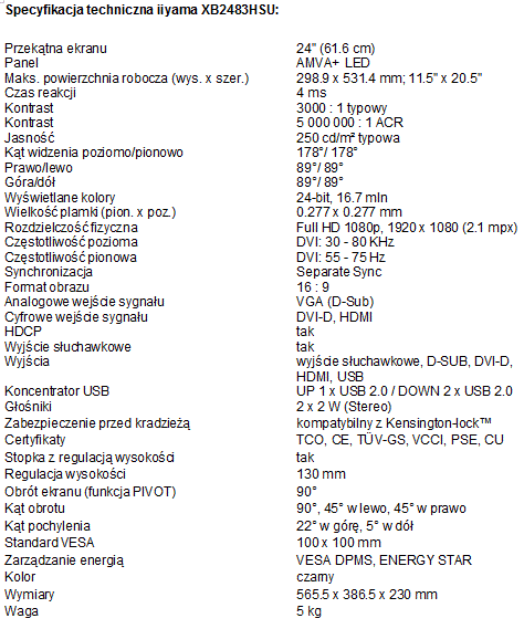 iiyama XB2483HSU z matryc AMVA+... jako IPS w cenie TN