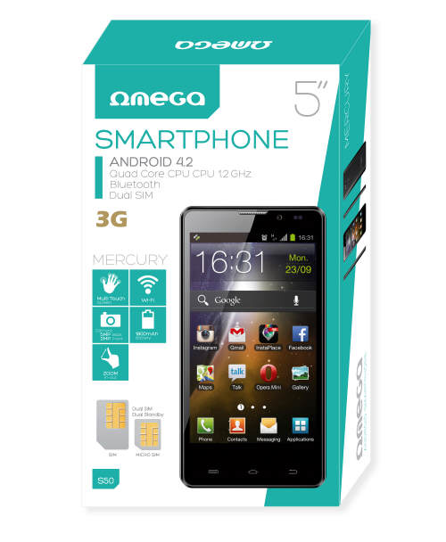 OMEGA Mercury S50 – 5-calowy smartfon z GPS i Dual SIM