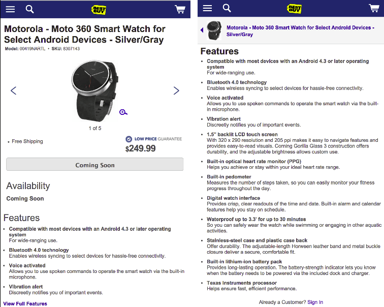 BestBuy publikuje specyfikacje Moto 360