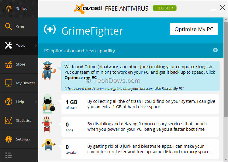 avast! GrimeFighter - narzdzie do czyszczenia PC