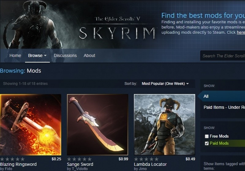 Valve likwiduje płatne modyfikacje w Steam Workshop