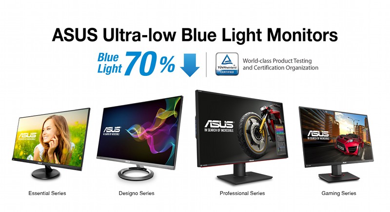 Monitory ASUS Ultra-Low Blue Light z certyfikatami TÜV