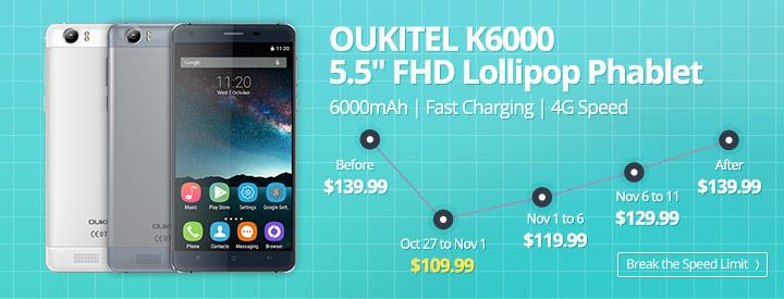 OUKITEL K6000 - smartfon z potężną baterią
