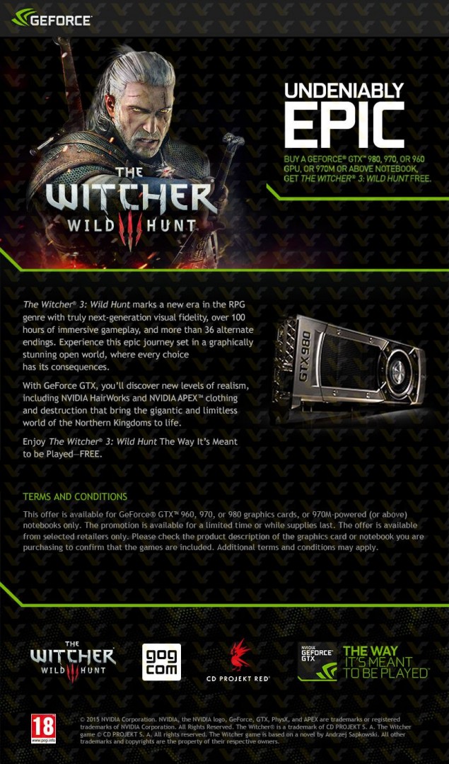 Nvidia dodaje do swoich kart graficznych Wiedźmina 3