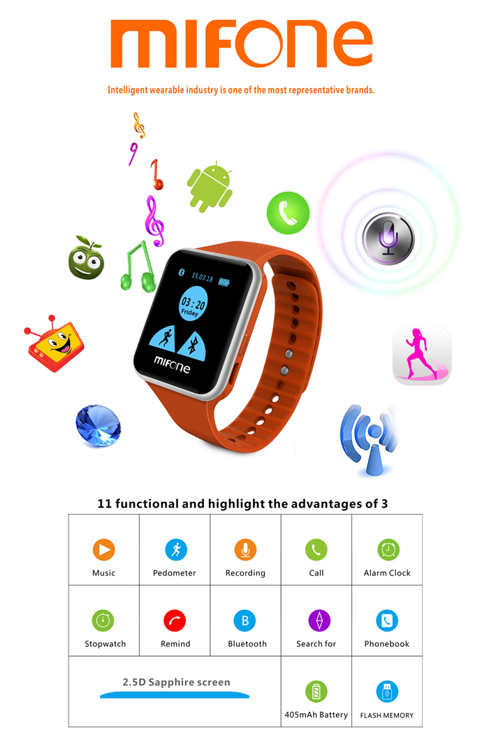 MIFONE W15 - smartwatch z zakrzywionym ekranem