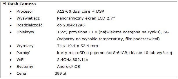 Yi Dash Camera już w Polsce