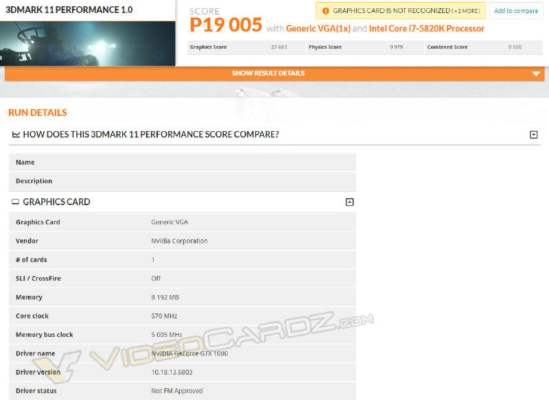 NVIDIA GeForce GTX 1080 - przecieki z testów 3DMark