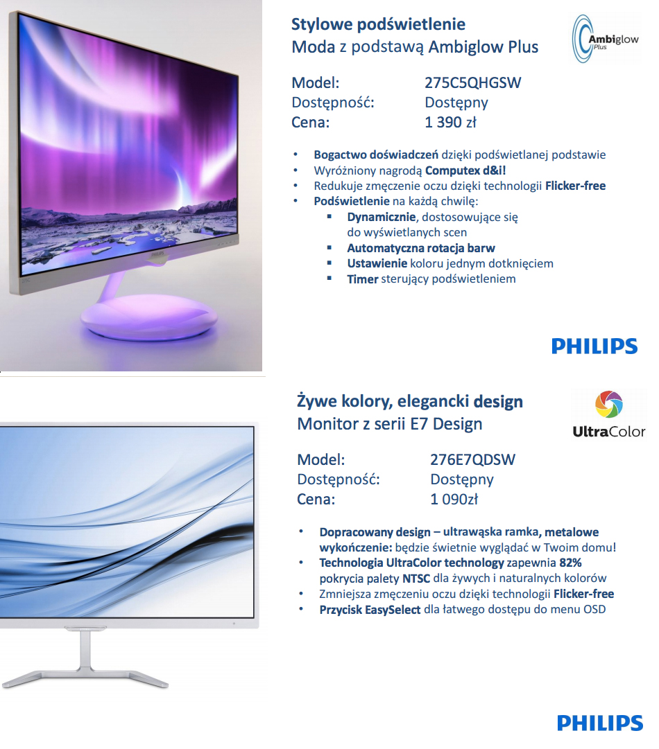 Premierowe produkty Philips i AOC