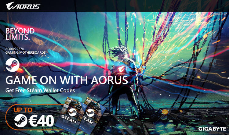 Kup płytę GIGABYTE Z370 AORUS, dostaniesz 20 lub 40 Euro w Steam