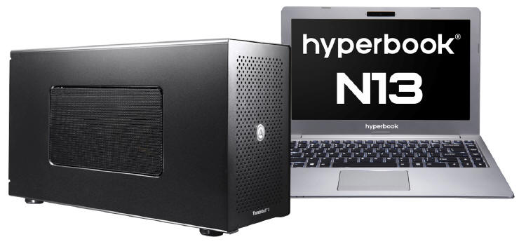 Hyperbook N13 z zewnętrzną kartą NVIDIA GTX1080Ti