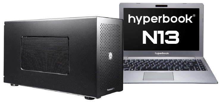 Hyperbook N13 z zewntrzn kart NVIDIA GTX1080Ti