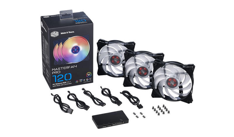 MasterFan Pro 3-in-1 z kontrolerem RGB LED w zestawie