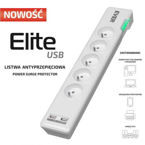 EVER ELITE USB - praktyczna listwa antyprzepiciowa