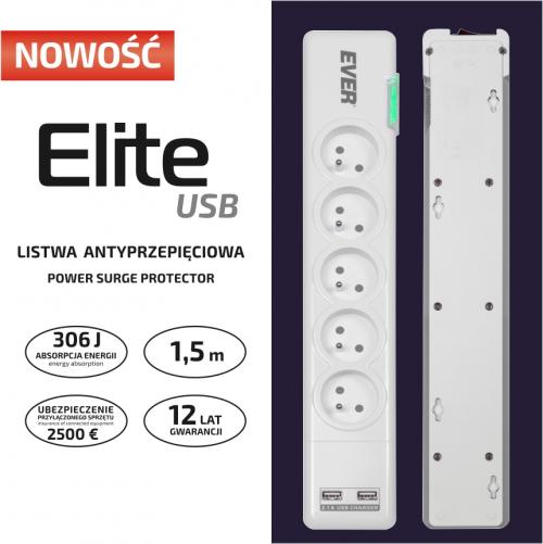 EVER ELITE USB - praktyczna listwa antyprzepięciowa