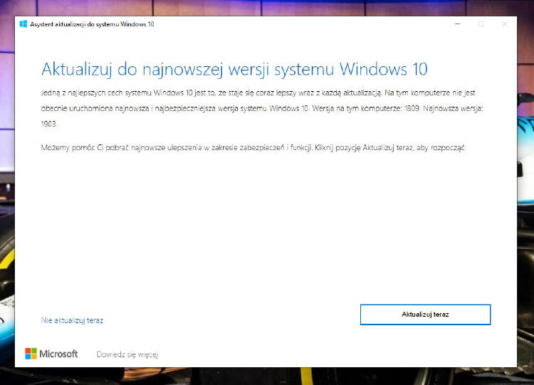Windows 10 May 2019 Update 1903 do pobrania