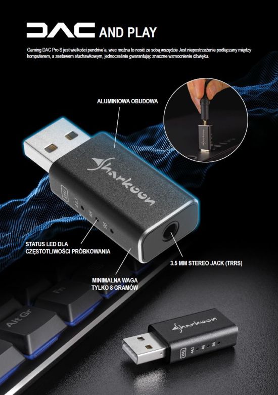 Sharkoon Gaming DAC Pro S – zewntrzna karta muzyczna